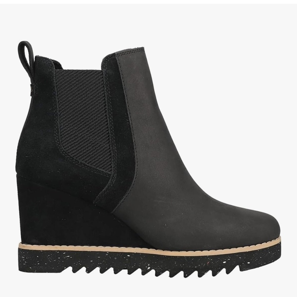 Toms Sutton Black Wedge Ankle Boots-Like New-Size 11
